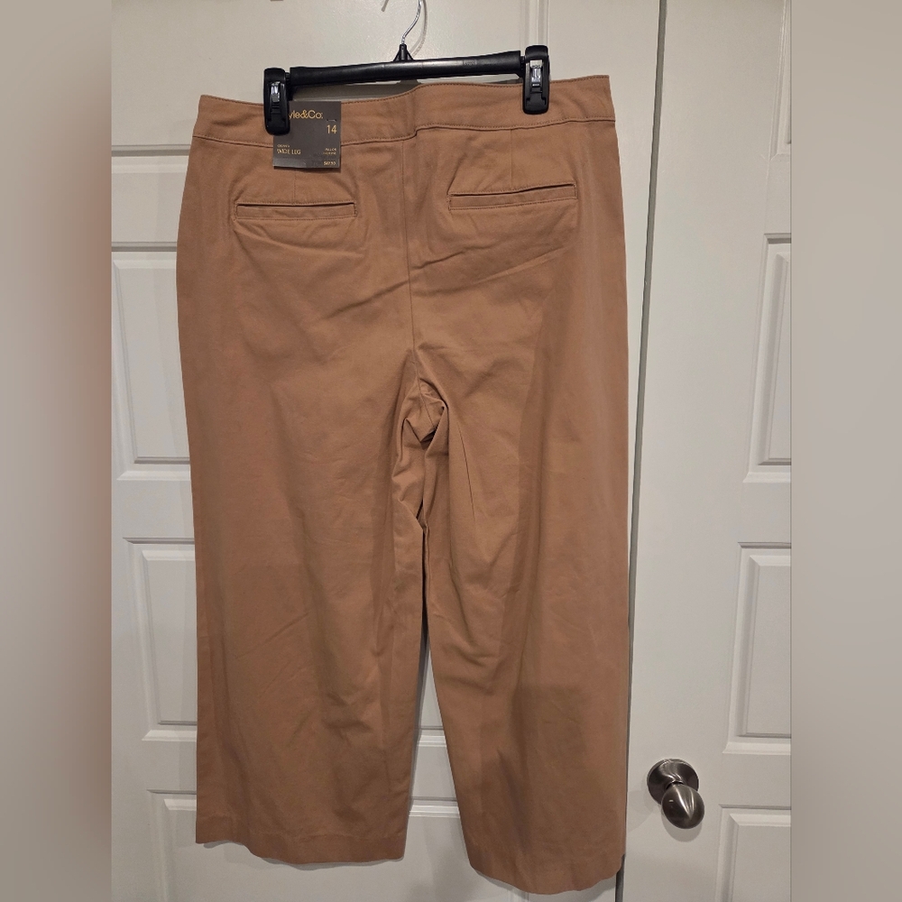 STYLE & CO WOMEN'S CROPPED WIDE LEG PANTS IN NATURAL CAMEL SZ 14 & 16 NWT - Picture 6 of 9